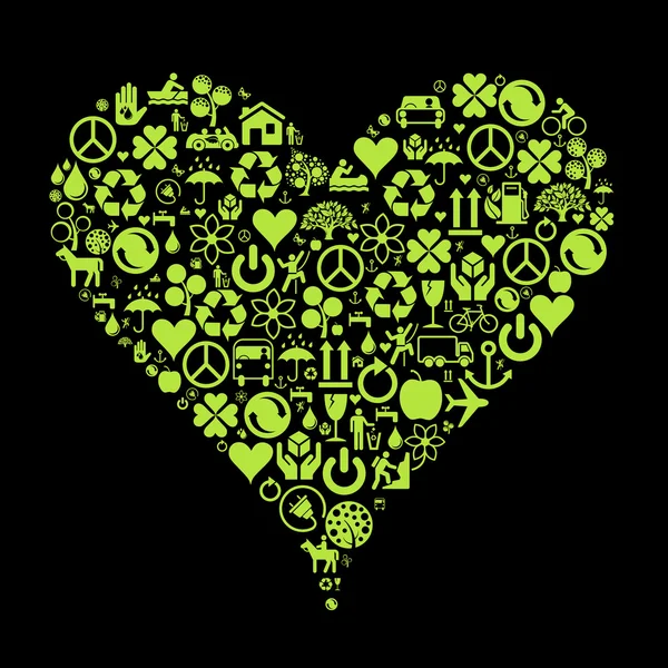 Eco green icon heart vector background — Stock Vector