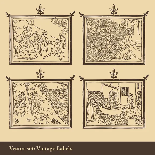Elementos vintage para marco o cubierta de libro, tarjeta — Vector de stock