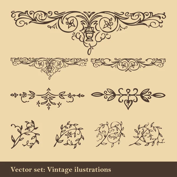 Elementos vintage para marco o cubierta de libro, tarjeta — Archivo Imágenes Vectoriales