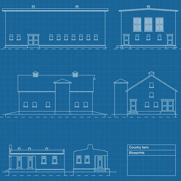 Fundo arquitectónico vetor casa azul print —  Vetores de Stock