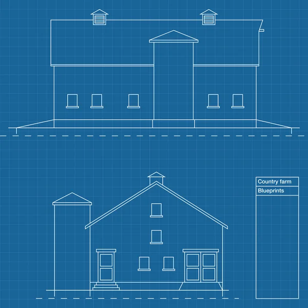 Architecturale achtergrond vector huis blauw afdrukken — Stockvector