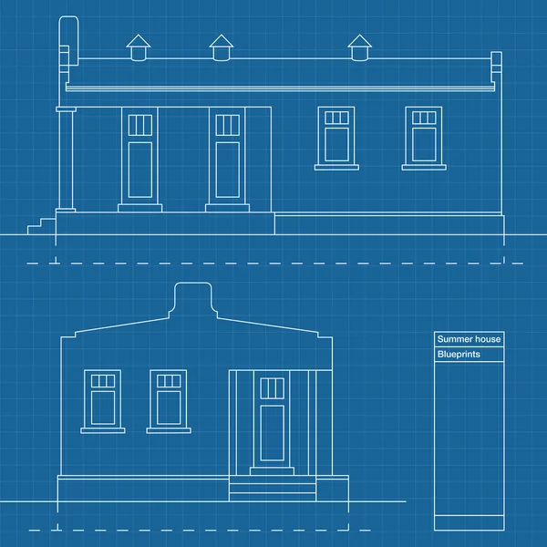 Arrière-plan architectural maison vectorielle impression bleue — Image vectorielle