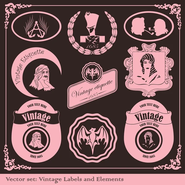Vintage etiquetas conjunto vector — Archivo Imágenes Vectoriales