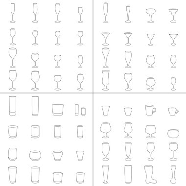 Wine Beer Glass Cup vector set clipart