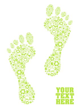 A colorful green eco footprint Illustration made with ecology icons clipart