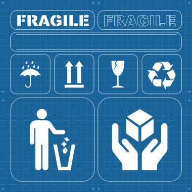 Safety fragile icon set vector clipart