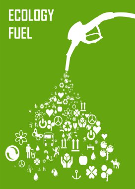 Eco fuel vector concept made with icons pouring out of a gas pump nozzle clipart