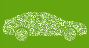 Eco car vector concept made with ecology icons clipart