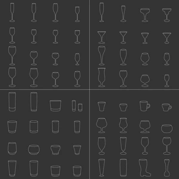 Vin Verre à bière Ensemble vectoriel Coupe — Image vectorielle