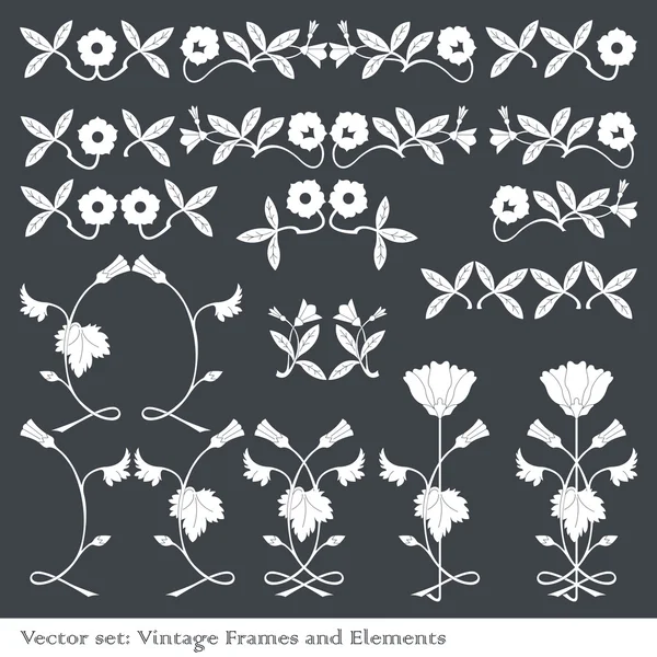 Eléments vintage pour cadre ou couverture de livre, carte — Image vectorielle