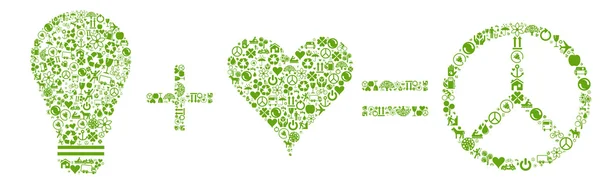 Πράσινη ενέργεια αγάπη έννοια διάνυσμα φόντο με eco εικονίδια — Διανυσματικό Αρχείο