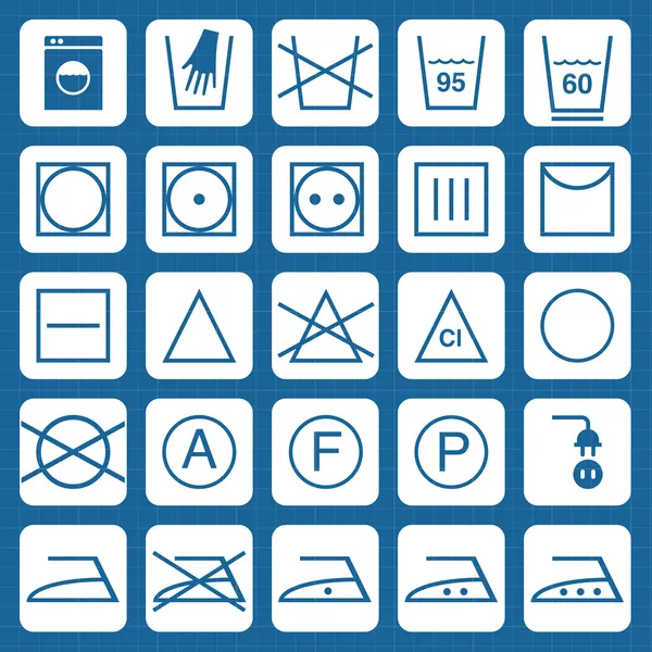 Vektor tvätt trygghet tecknar ikoner — Stock vektor
