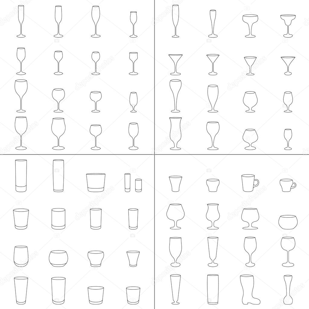 Wine Beer Glass Cup vector set