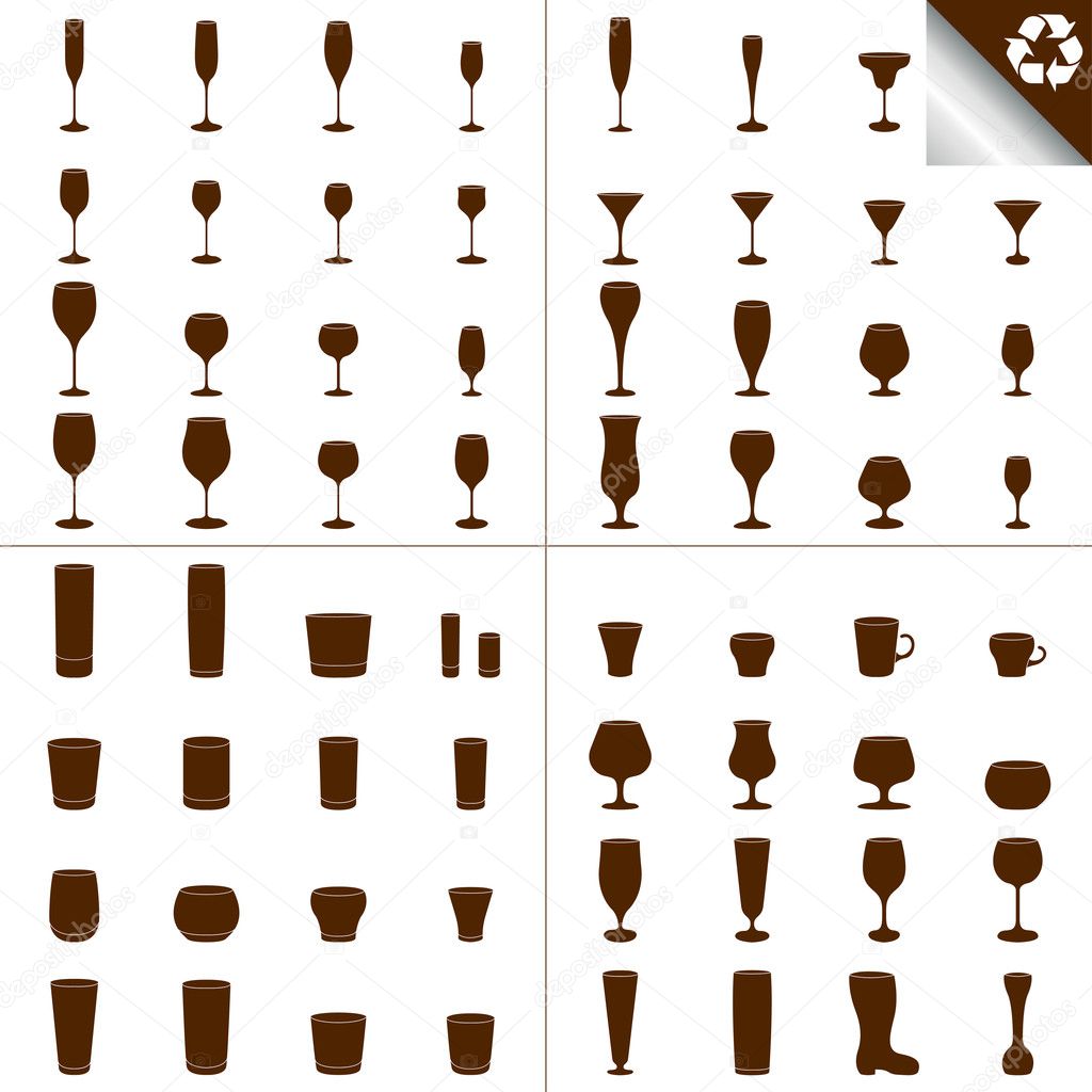 Wine Beer Glass Cup vector set