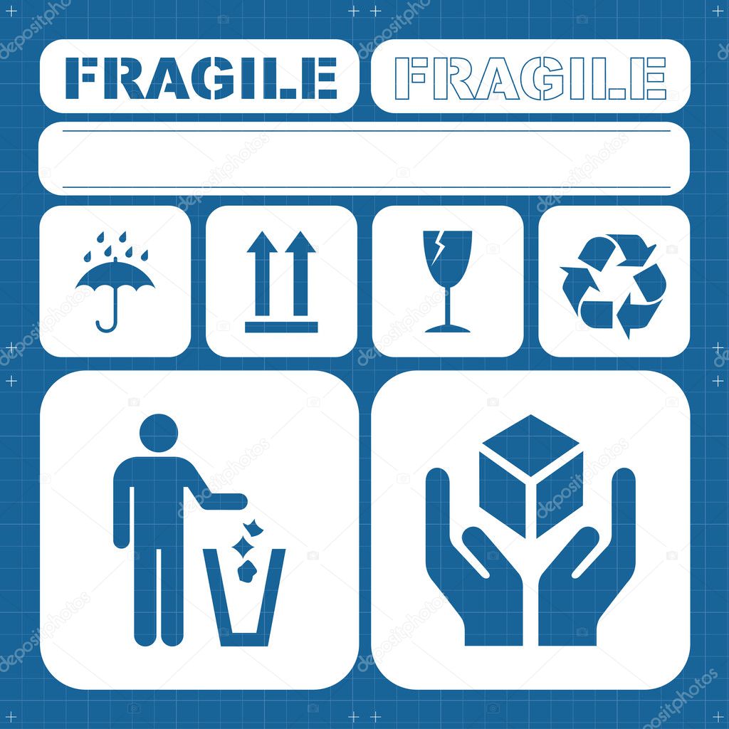 Safety fragile icon set vector