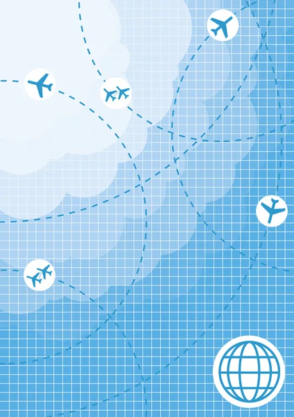 A navigator radar, repülőgép és légi járművek vektoros kék háttér — Stock Vector