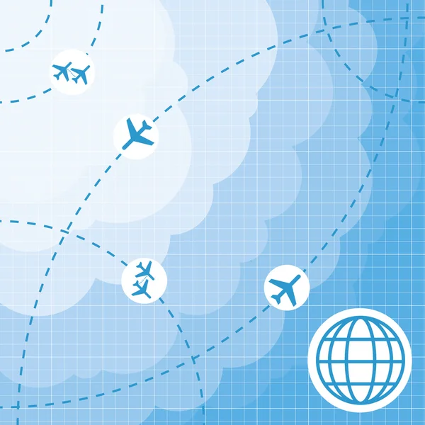 A navigator radar, repülőgép és légi járművek vektoros kék háttér — Stock Vector