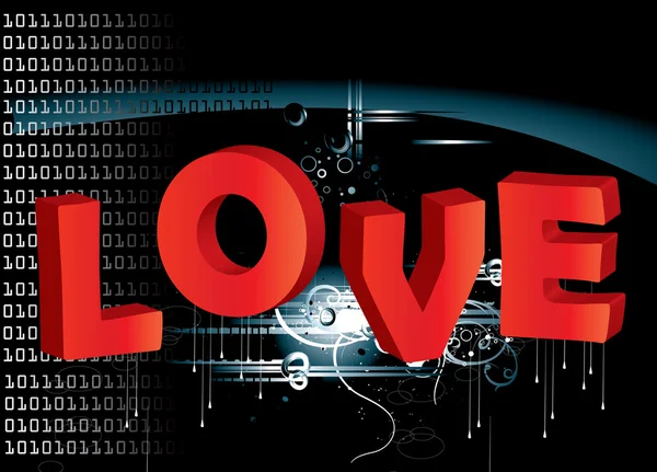 Vektor 3d kärlek text mot bakgrund — Stock vektor