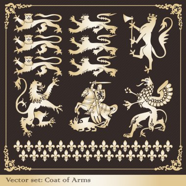 Silhouettes of heraldic lions vector background clipart