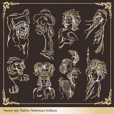 Vector set - American Indian national patterns clipart