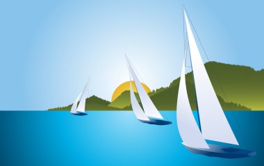 Yacht - sailing boat regatta vector background clipart