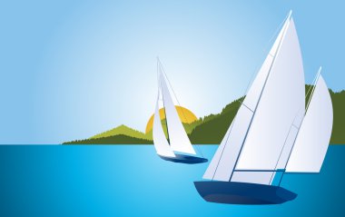 Yacht - sailing boat regatta vector background clipart