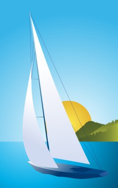 Yacht - sailing boat regatta vector background clipart