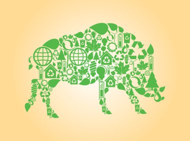 Wild boar green vector clipart