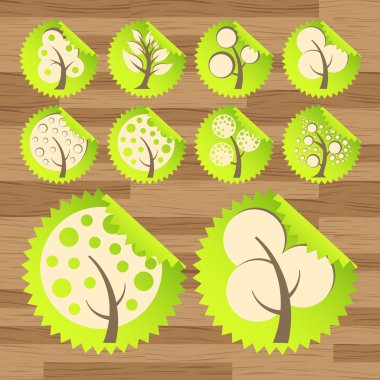 Green eco tree icons vectors clipart