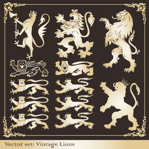 Siluety heraldický lvů vektorové pozadí — Stockový vektor