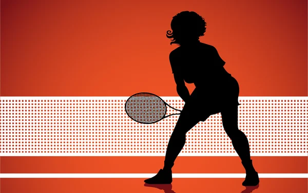 Silhouette de joueur de tennis — Image vectorielle