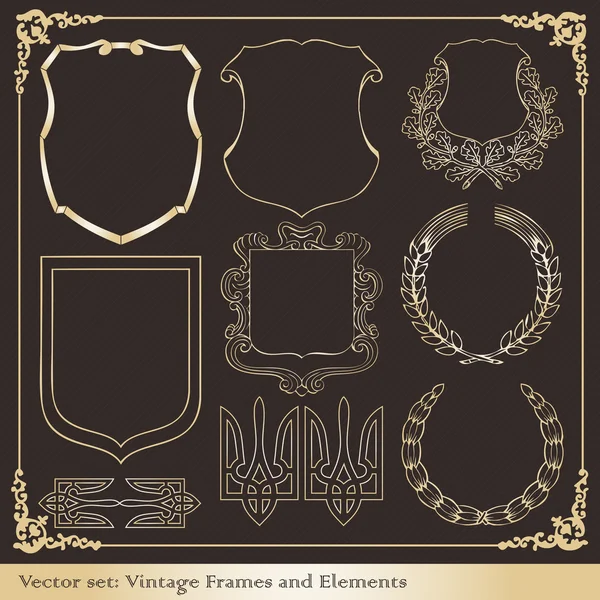 Eléments vintage pour cadre ou couverture de livre, carte — Image vectorielle