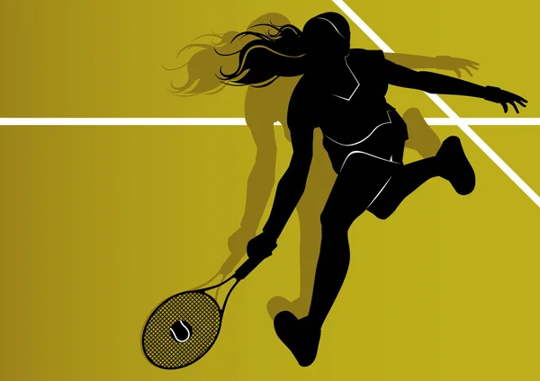 Silhouette giocatore di tennis — Vettoriale Stock