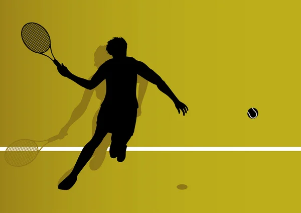 Silhouette giocatore di tennis — Vettoriale Stock