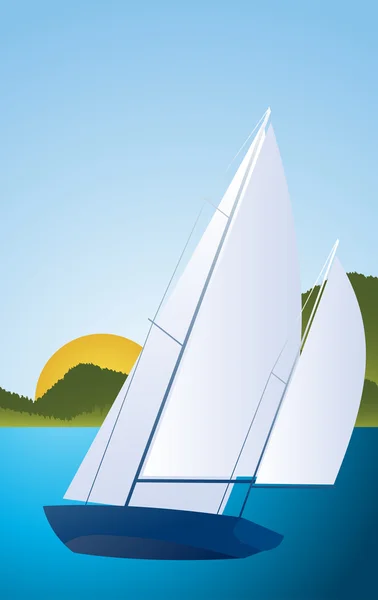 Yacht - sailing boat regatta vector background — Stock Vector