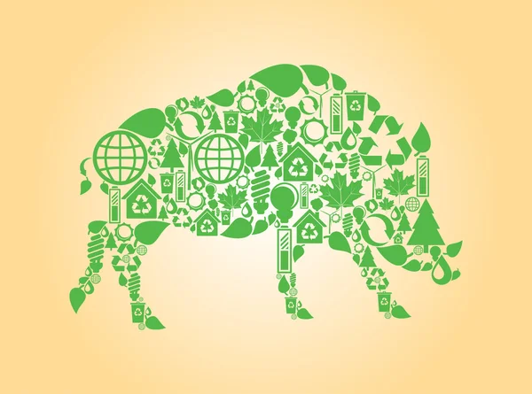 Wild boar green vector — Stock Vector
