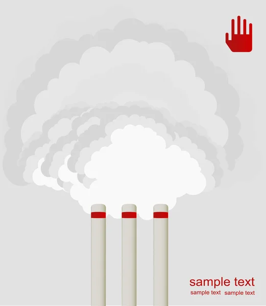 Air pollution cloud from factory stalks — Stock Vector