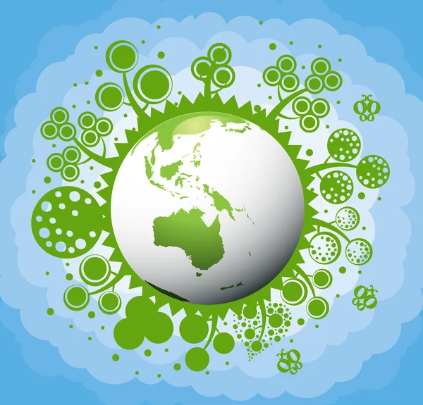 Ecología verde planeta vector concepto fondo — Vector de stock