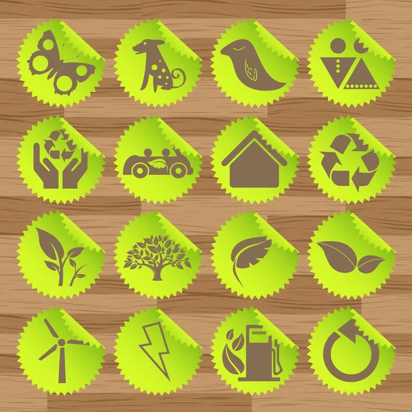 Grön eco ikoner vektorer — Stock vektor
