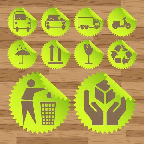 Zielony ekologicznego paliwa transportu ikony wektory — Wektor stockowy