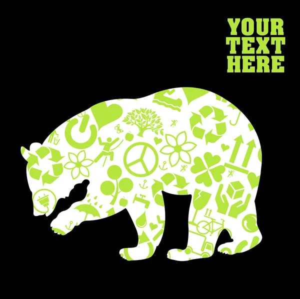 Verde oso eco iconos vectores — Vector de stock