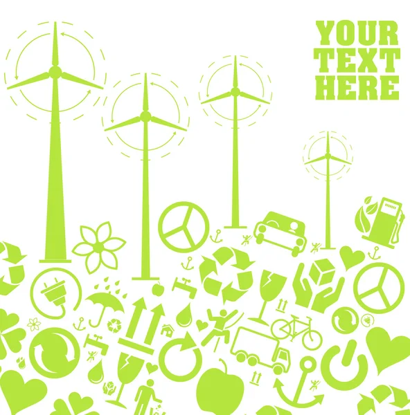 Zielony wiatr generator ikony wektory — Wektor stockowy
