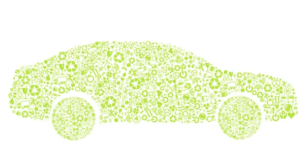Eko araba vektör kavramı ekoloji simgeleri ile yapılan — Stok Vektör