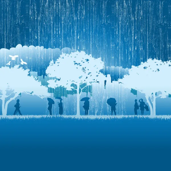 雨のベクトル図の抽象的な背景 — ストックベクタ
