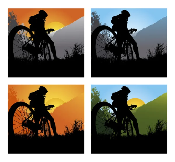 Bicyclette au bord d'un rocher — Image vectorielle