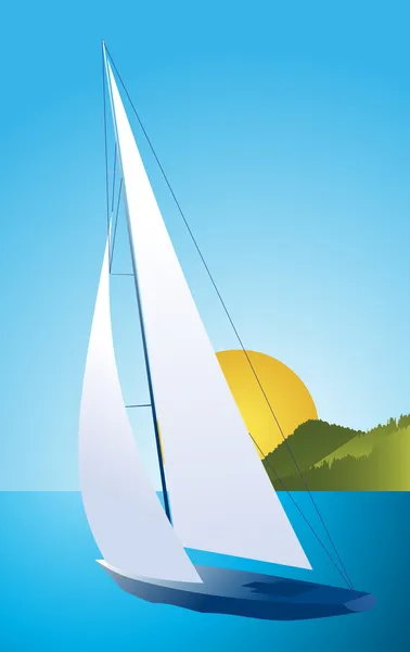 Yacht - sailing boat regatta vector background — Stock Vector