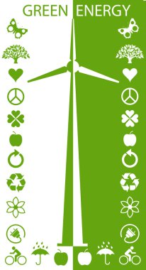 Windmill alternative energy generator with wind flow vector clipart