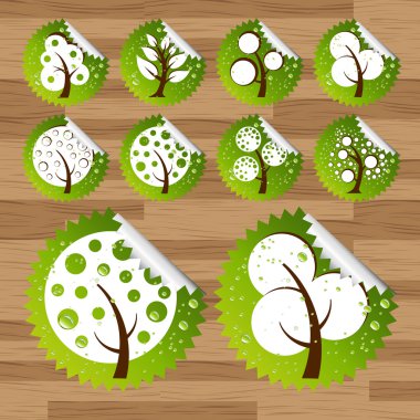 Collection of green eco-icon trees clipart