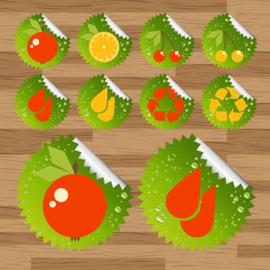 Collection of green biologicaly clean fruits clipart