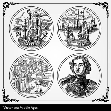 Middle ages silhouettes clipart